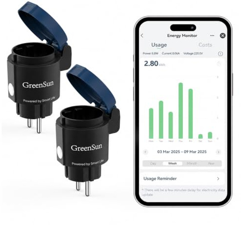 GreenSun WLAN Steckdose Outdoor Zeitschaltuhr Aussenbereich Blau 2pc | App-Steuerung mit Tuya Smart Life kompatibel mit Alexa & Google für Garten Terrasse Balkon 16A