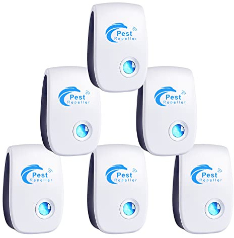 Ultraschall-Nagetierabwehr, Insekten, 6 Stück, Ultraschall, gegen Mücken, Mäuse und Ratten, für den Innenbereich, elektronisch, für Mäuse, Ratten, Ameisen, Spinnen, Mücken