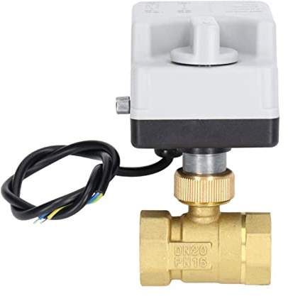 aqxreight Vanne à Bille Motorisée DN20 Manuelle et Automatique, 2 Voies, 2 Fils, Normalement Ouverte, AC220V, Automatique avec Interface Manuelle, la Voie de Protection Ouverte Est Normalement à