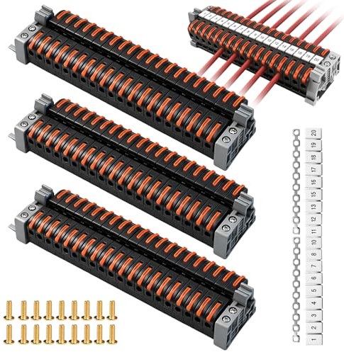 60 terminales de conexión para carril de hilera, 0,08 – 4 mm², PCT-211, terminales enchufables, juego de regletas, pinzas eléctricas para cableado rápido
