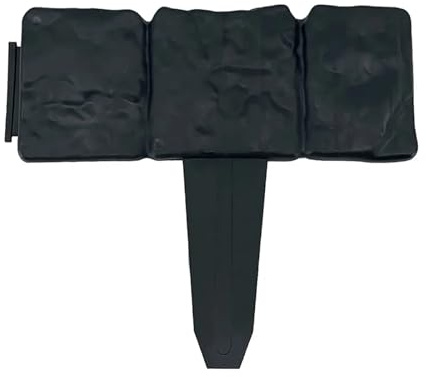 10 pezzi di bordure for giardini in plastica, imitazione pietra, mattoni, fai da te, leggere, for esterni, patio, balcone, cortile Per Aiuole(Black)