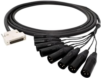 Cable MR202-8ATKL 8 Multicore Snake D-Sub 25 Male to XLR Male Length 8 ft Home Appliance Replacement Cable Universal Design Household Equipment Cord