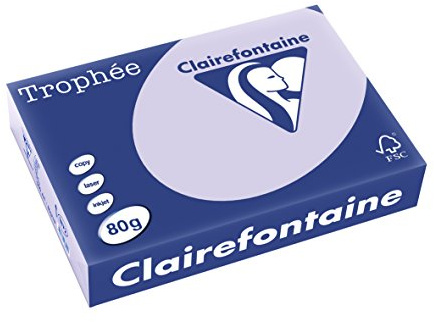 CLAIREFONTAINE Lot de 5 Ramettes 500 Feuilles Papier 80g A4 210x297 mm Certifié FSC LILAS