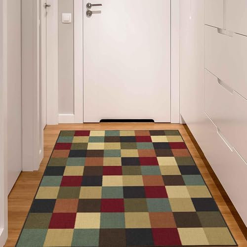 Ottomanson Tapis décoratif collection Ottohome motif à carreaux 100 cm x 150 cm multicolore