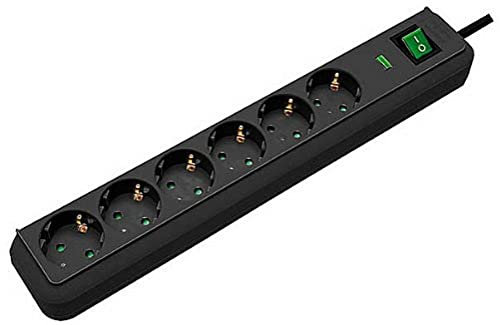 Brennenstuhl Eco-Line 13.500A presa multipla con protezione di sovratensione 6 prese nero 1,5m H05VV-F 3G1,0