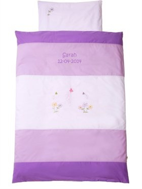 Babysutten Kinderbettwäsche mit Namen, Sommerflieder, 100/135 cm