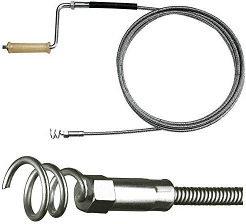 Rohrreinigungsspirale Ø 15mm x 5m, mit 50mm Trichterbohrer, für Rohre ab DN 100mm, optionale Verlängerung, für Fallrohr, Regenrohr, Dachrinne, Abwasserkanal, Drainagen
