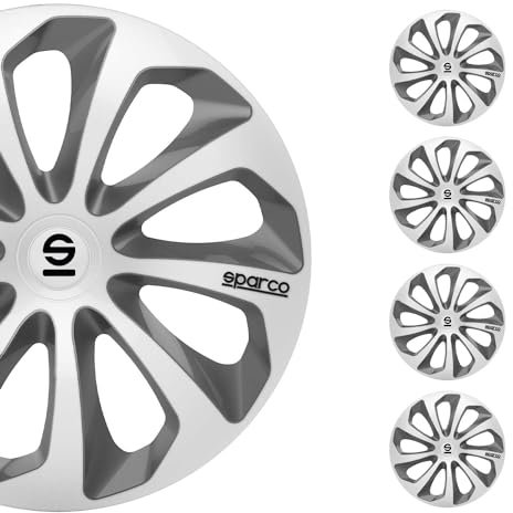 SPARCO SPC1473SVGR Enjoliveur Sicilia, Argent/Gris, Set de 4, 14