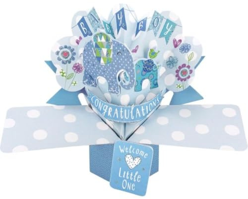 Ny baby pojke gratulationskort original andra natur 3D popup kort