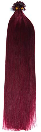 Burerne Keratin Bonding Extensions 100% Remy Echthaar Human Hair - 250x 1g 45cm Glatte Strähnen - Lange Haare mit Keratin Bondings U-Tip Haarverlängerung Haarverdichtung-Farbe:Burer