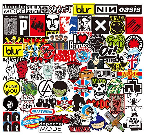 Sanmatic Rock and Roll Aufkleber 100 Stücke - Bombe Pack für Gitarre, Trommel, Kopfhörer, Laptop, Musik