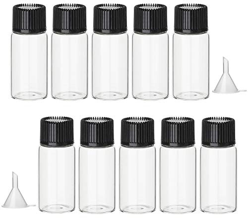 Hyber&Cara 10er-pack 10ml Transparente Glasflaschen, Probierfläschchen aus Klarglas, Bonus 2 Trichter | Probierfläschchen aus Klarglas, Bonus 2 Trichter