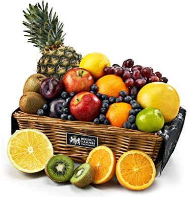 Luxury Fruit Bowl Selection - Fresh Fruit Gift Basket with Pineapple, Grapes, Apples, Kiwi - Healthy Food Gift Hampers for Office, Family or Friends, from Regency Hampers
