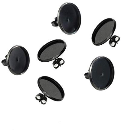 EXCEART 10 Stück Edelstahl Ohrstecker Halter Rund 20Mm Schwarz Ohrring Halterung Cabochon Basis Für Diy Schmuckherstellung Mit Ohrstoppern