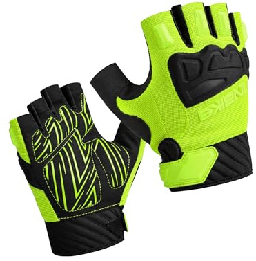 INBIKE Guantes Ciclismo Verano Hombre Mujer con Protecciones Extras Guantes Bicicleta Elásticos Transpirables con Cierre De Velcro(Verde,L)