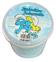 Zuckerwatte | Blaue Zipfelmützen Zuckerwatte im Eimer | Heidelbeergeschmack