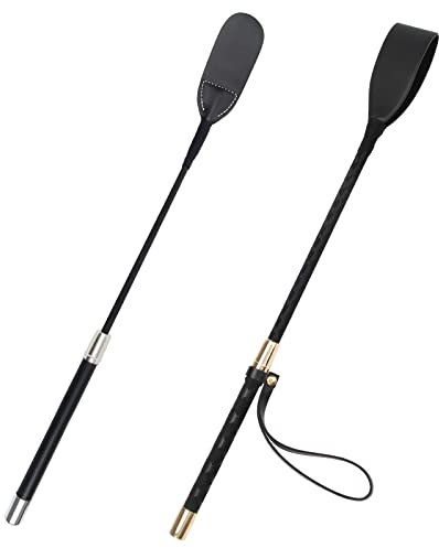 Zhichengbosi 45 cm Horse Crop Black, 1 PCS Leather Riding Horse Whips With Wristband Or No Wristband (Style Random Delivery)