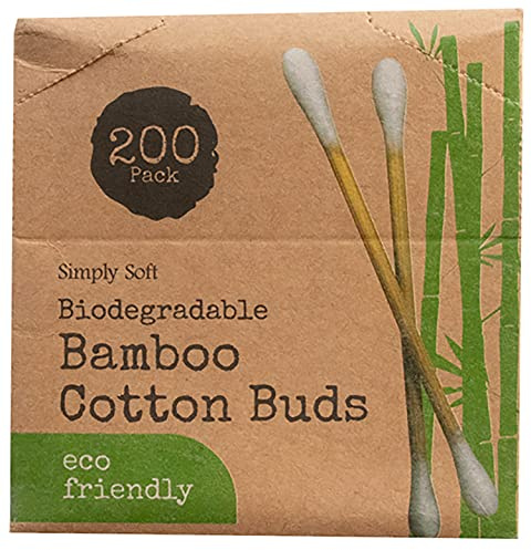 DIVCHI 200 Stück Bambus-Wattestäbchen | Vorteilspack mit 200 Bio-Bambuds | recycelte Kunststofffreie Verpackung | GOTS-zertifizierte Bio-Bambus-Ohrhörer | biologisch abbaubar und kompostierbar