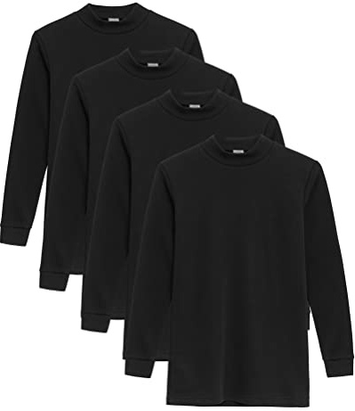 Camiseta termica Interior niño Cuello Medio Alto Semi Cisne niño Manga Larga Colores Lisos (Pack Negro, 14 años)