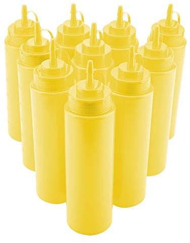Joyzan Condimento Botellas, Exprimible Condimentos Squeeze Bottle Dispensador Botellas Plástico con Tapa Punta Ketchup para Salsa Tomate Aceite Jarabe Mayonesa Resistente, 10 Piezas