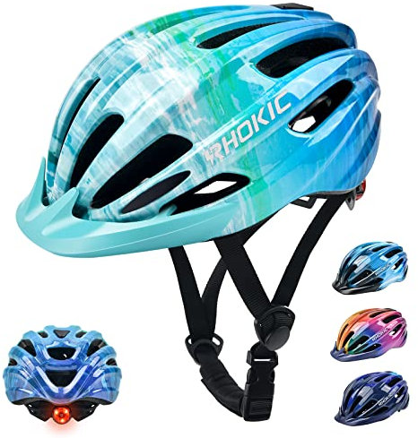 Fahrradhelm Kinder Jungen 52-58CM, Kinder Fahrradhelm mit Licht Kinder Fahrradhelm Mädchen Kinderhelm Mehrere Fahrrad Helm Kind Belüftung Helm Kinder 5-13 Jahre Schutzhelm