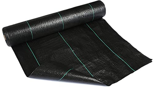 Malla Antihierbas 50cm de ancho Jardín Tela de paisaje de barrera de malezas, 10m-200m de largo Tarea pesada Bloque de malezas alfombra de jardinería, Negro Comercial Bloque de cubierta de tela de tie