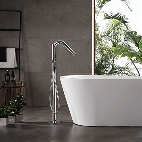 Freistehende Badewanne Wasserhahn, Freistehende Bodenmontierte Badewannenarmatur, Messing Badezimmerarmatur, Mischbatterie Mit Handbrause, Badezimmer Dusche Set, Standarmatur Armaturen, Chrome
