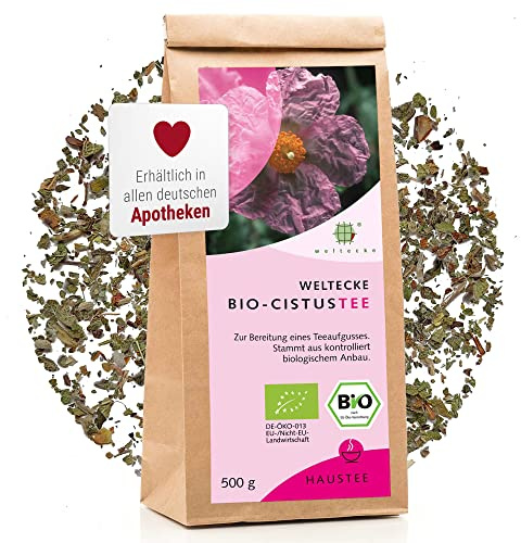 Weltecke Bio-Zistrosen-Tee lose 500 g | Frisch abgefüllt in Deutschland | Aromatisch-herber Kräuter-Tee von der Zistrose | Natürlich vegan | Ohne künstliche Aromen & Zucker | Cistus Incanus