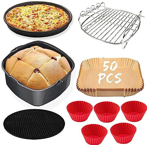 Ölfreies Fritteusen-Zubehör für Cosori, Ninjia, Cecotec, Innensky, Philips 5,5 L XXL Luftfritteuse, Air Fryer Zubehör 5,5 LUtensilienformen