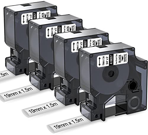 Aken 18057 Kompatibel mit Dymo Rhino Industrie Schrumpfschlauch-Kabeletiketten 19mm x 1.5m Kompatibel mit DYMO Rhino 4200, 5200, 5000,1000, 3000, 6000, 18057 Industrie Schriftband