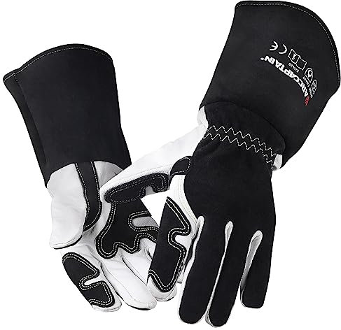 ARCCAPTAIN Gants de soudage : cuir de chèvre grain de chèvre de haute qualité, dextérité, confort et gants résistants pour la sécurité au travail