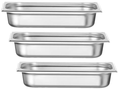 HENDI Gastronormbehälter, Temperaturbeständig von -40° bis 300°C, Heissluftöfen-Kühl- und Tiefkühlschränken-Chafing Dishes-Bain Marie, 2,5L, GN 1/3, 325x176x(H) 65mm, Edelstahl (Packung mit 3)