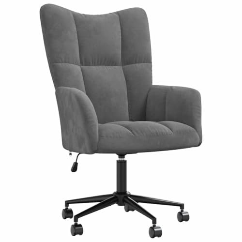 vidaXL Relaxsessel mit Rollen Höhenverstellbar Drehbar Fernsehsessel Polstersessel Polsterstuhl Relaxstuhl Sessel Ohrensessel Wohnzimmer Dunkelgrau Samt
