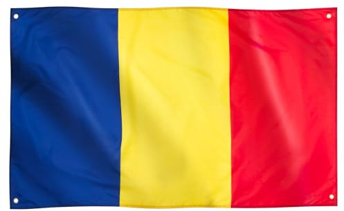 Runesol Drapeau Roumanie, 91x152cm, 3ft x 5ft, 4 Anneaux, Oeillet dans chaque coin, Drapeau Roumain, Steagul României, Premium, Extérieur, Synaxe de Saint Jean Baptiste, Martisor