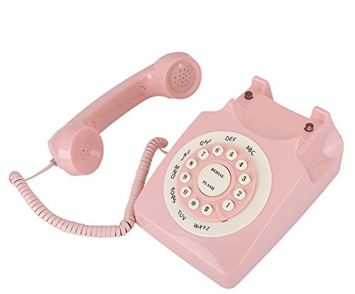 Akozon Vintage-Festnetztelefon Im Europäischen Stil mit Kabel in Rosa – Antikes Telefon in High-Definition-Anrufqualität für Zuhause oder Büro