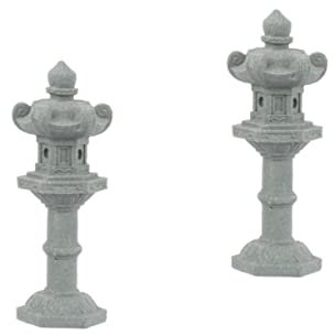 BESPORTBLE 2St Micro-Landschaftssteinlampe Zen-Turm-Statue kleine Pagode chinesische Laternen Ornament Sandtisch-Pagodenmodell Modell eines Gartenpavillons Japanischer Stil Dekorationen Daten