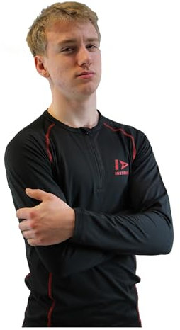 INSTRIKE Fleece Power Baselayer termoskjorta funktionell underkläder passform skjorta kampsport och sport underkläder hockey, svart, Senior 3XL