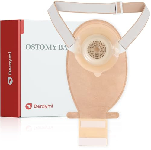 DERAYMI 10 Pack Convex Colostomy Bags with A Belt, One Piece Ostomy Bag Drainable Pouches Ostomy Supplies for Uneven Wrinkled Skin Irregular Stoma Cut-to-Fit 20-45mm