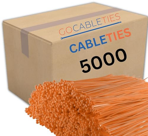 Gocableties Orange Cable Ties, 300mm x 3.6mm, Bulk Pack of 5000, 12” Premium Nylon Zip Ties, Multi-Purpose Plastic Tie Wraps, Secure Self-Locking Mechanism, for Home, Garden, Office and DIY