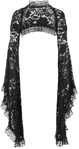 keland Donna Gothic Lolita Bolero in Pizzo Goth Coprispalle Scaldacuore Top (Nero, Small)
