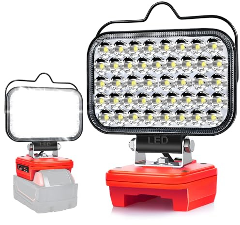 Lampa för Milwaukee M18 18 V/Dewalt 20 V (inget batteri), ficklampa ljus byggspotlight bärbar LED-lampa för Milwaukee/Dewalt, arbet strålkastare tillbehör för byggarbetsplatser, bilreparationer
