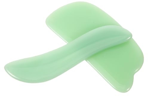 Beavorty 2 Stück Gua Sha Massagebrett aus Jade Glatte Kanten Leicht Tragbar für Gesichtsmodellierung Entspannung Reise Wellness Tool für Frauen