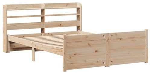 vidaXL Cadre de lit avec tête de lit 120x200 cm Bois de pin Massif, lit, Cadre de lit en Bois Massif, Meuble de Chambre à Coucher