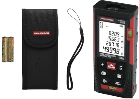 Télémètre laser automatique avec 10 fonctions jusqu'à 50 mètres de portée (2xAAA non inclus)