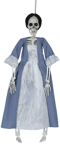 FIESTAS GUIRCA | Deko Hängeskelett Halloween - Skelettfigur - Blau 40 cm | Zum Aufhängen Geeignet | 40 cm Groß | Mit Spitze Verziert | Aus Metall, PVC, Polyester | Karneval & Fasching