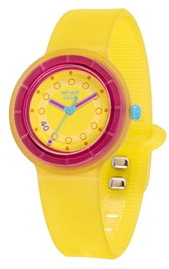 HIP HOP, Montre Hero.DOT_Solar, édition exclusive, mouvement solaire, bracelet en silicone écologique, fermeture .Dot en acier, boîtier 34 mm, résistant à l'eau, jaune, 34, Moderne