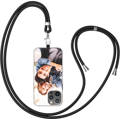 CHABDA Handykette Personalisierte Handyhüllen mit Band Kette Kordel für iPhone 16 15 14 13 12 11 Pro/Max/Mini XR X Xs Max 7 8 SE20/22 Selbst gestalten für individuelle TPU Hülle mit Bild Foto Text