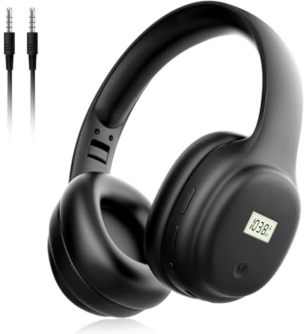 UMUTOO FM Radio Kopfhörer, Aufladbare Overhead Kopfhörer, Digitales FM Headset mit Bester Empfangsqualität, Klappbare Radio Ohrenschützer mit AUX Eingang für Mähen, Joggen, Spazierengehen