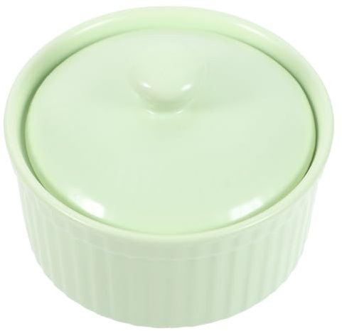 Mobestech tazones de sopa elegantes mini llave tazón de ramequines bochas platos de porcelana cuenco para servir con tapa tazones de crema brulée bol tazones de fuente de porcelana Green