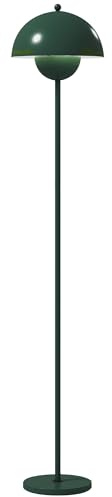 HOMCOM Lampada da Terra con Paralume Semicircolare e Interruttore a Pedale, Lampada a Piantana in Acciaio, Ø30x155 cm, Verde
